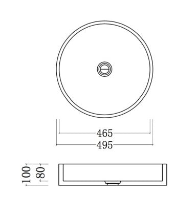 GALLARIA TERO ROUND ABOVE COUNTER STONE BASIN WHITE 495MM