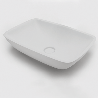 GALLARIA ROGA RECTANGULAR ABOVE COUNTER STONE BASIN WHITE 590MM