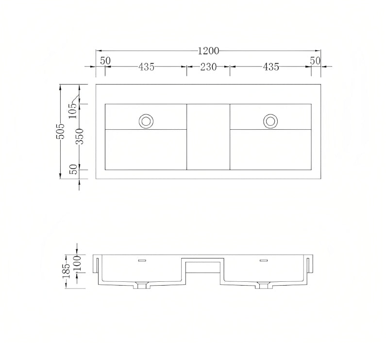 GALLARIA OZZA WALL HUNG STONE BASIN WHITE 1200MM