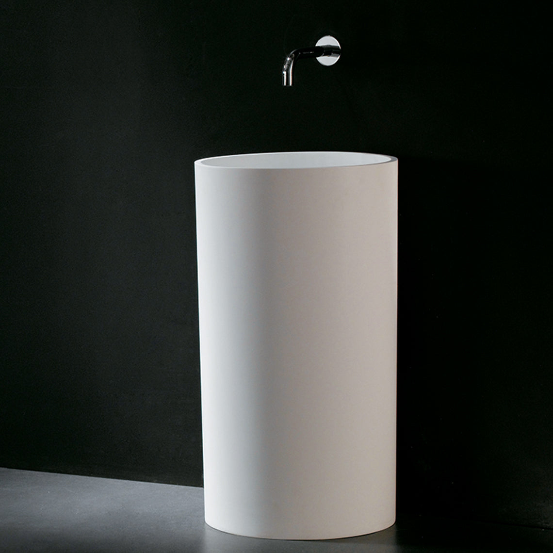 GALLARIA BOLA FREESTANDING PEDESTAL STONE BASIN WHITE 400MM X 810MM