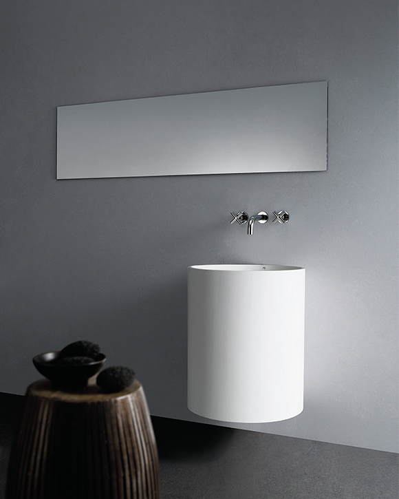 GALLARIA BOLA ROUND WALL HUNG STONE BASIN WHITE 400MM X 600MM