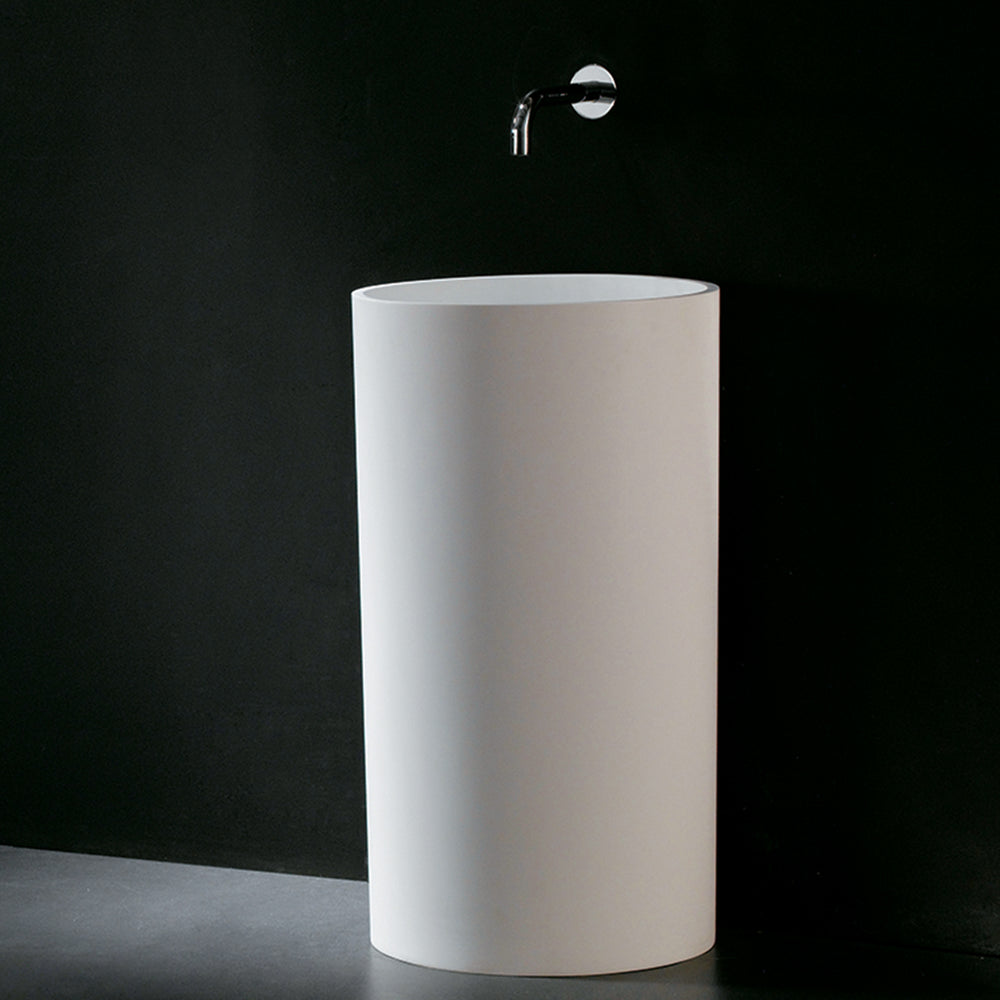 GALLARIA ALTA FREESTANDING PEDESTAL STONE BASIN WHITE 495MM X 810MM