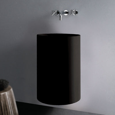 GALLARIA ALTA WALL HUNG STONE BASIN BLACK 495MM X 600MM