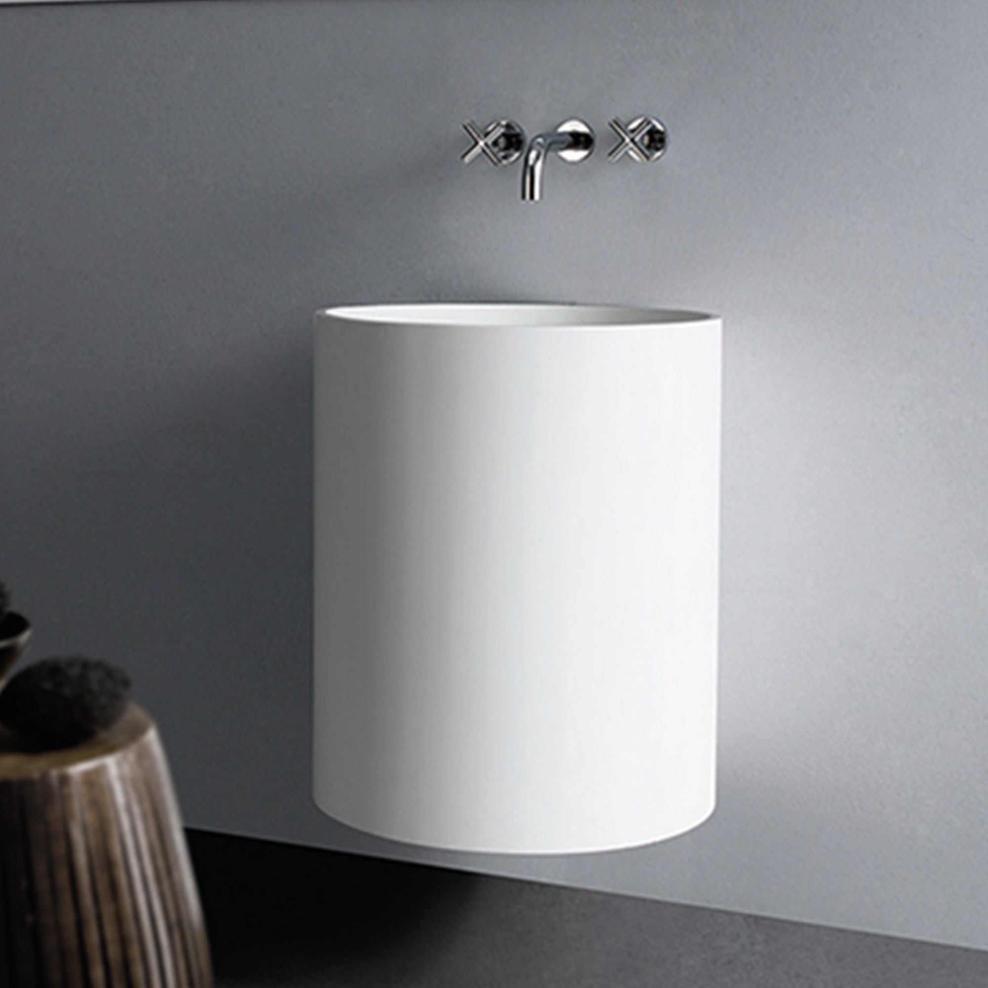 GALLARIA ALTA WALL HUNG STONE BASIN WHITE 495MM X 600MM