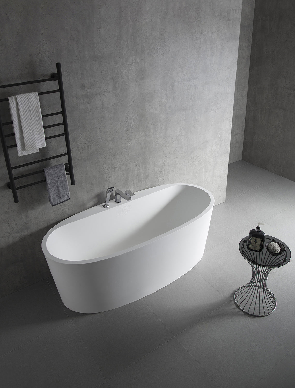 GALLARIA VIGO BACK TO WALL STONE BATHTUB WHITE 1700MM