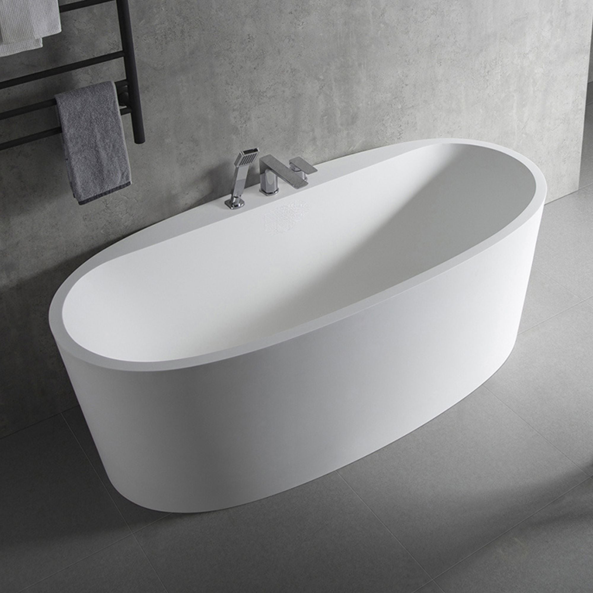 GALLARIA VIGO BACK TO WALL STONE BATHTUB WHITE 1700MM