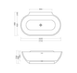 GALLARIA VARESE BACK TO WALL STONE BATHTUB WHITE 1715MM