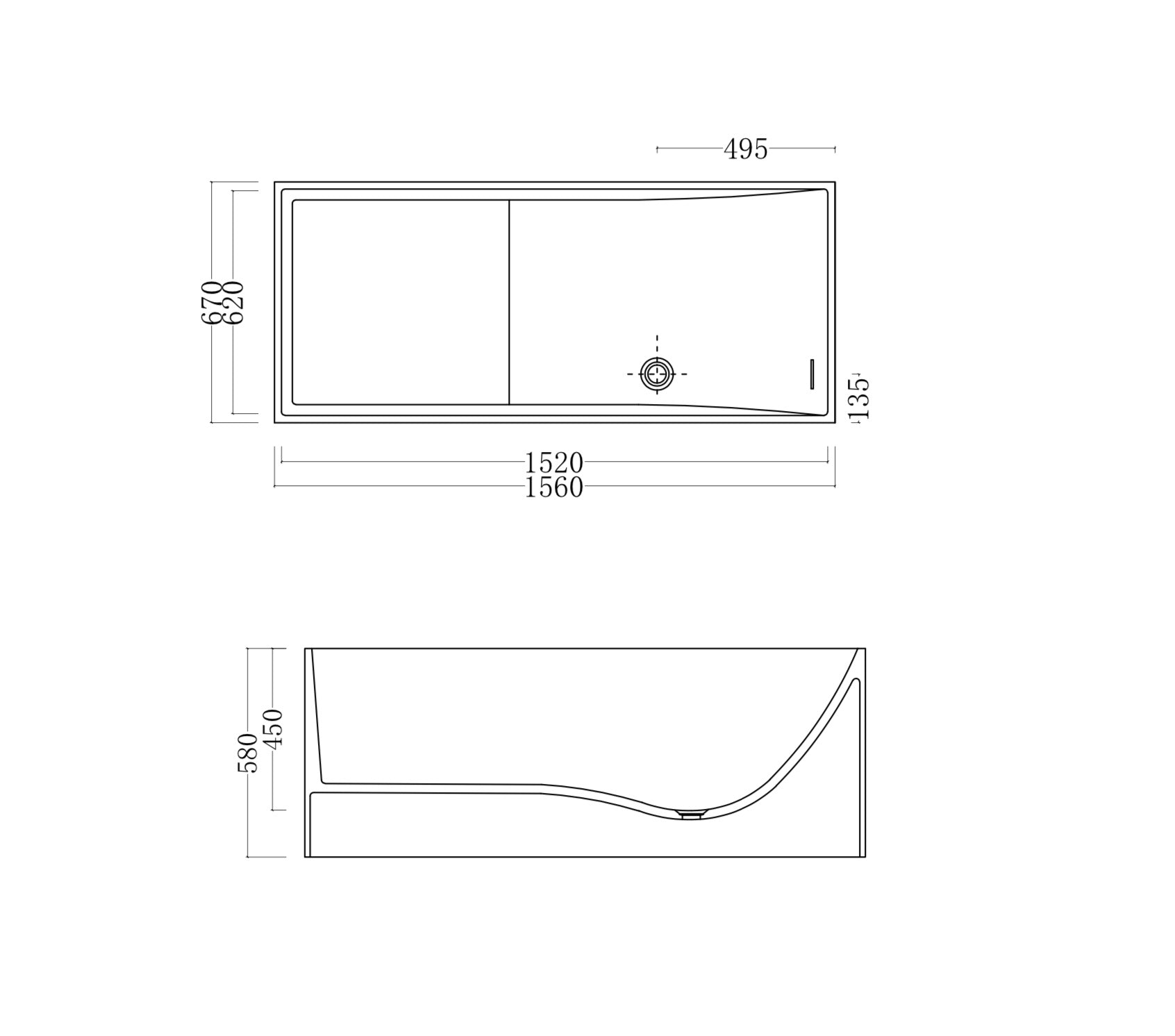 GALLARIA ANZO FREESTANDING STONE BATHTUB WHITE (AVAILABLE IN 1560MM AND 1700MM)