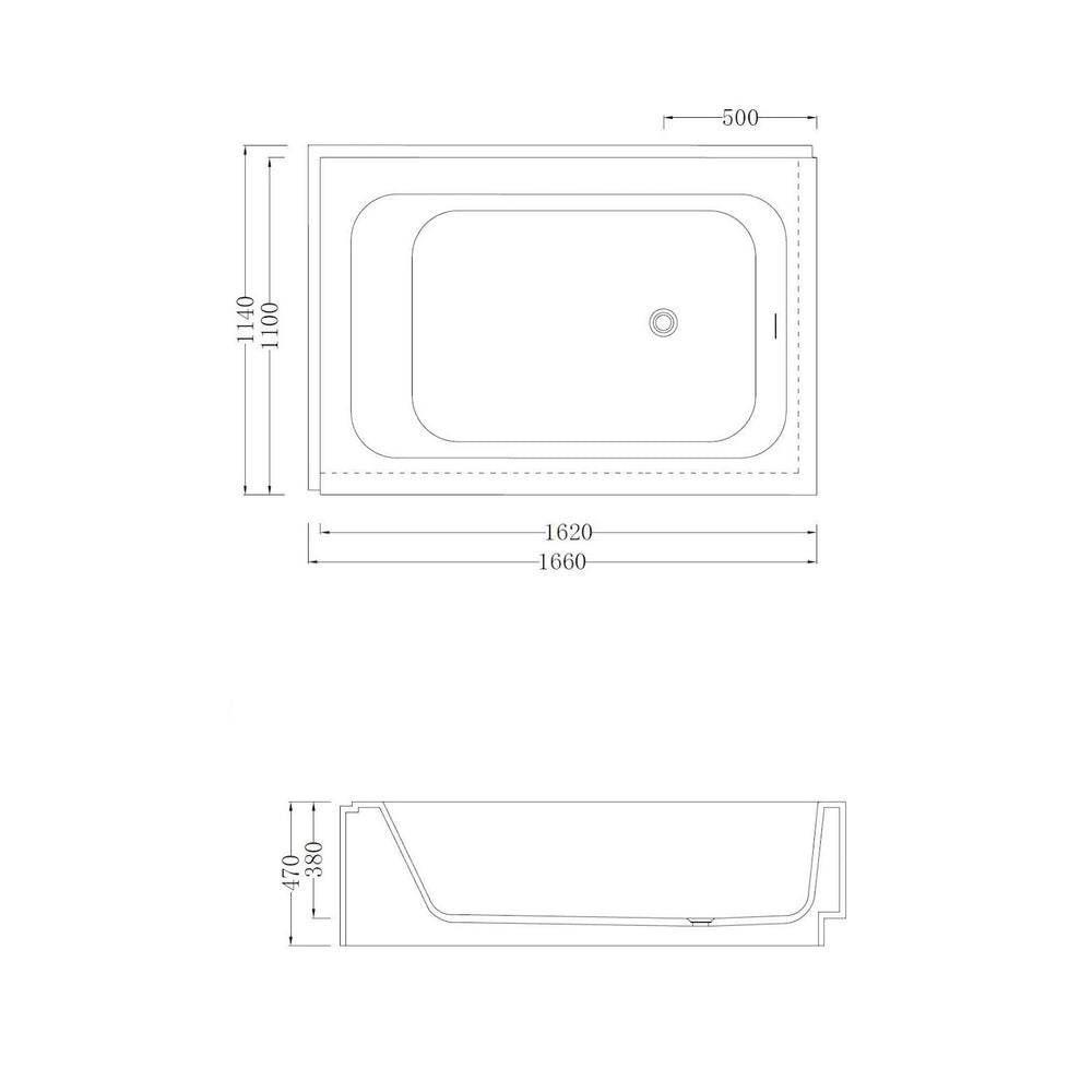 GALLARIA ZARO BACK TO WALL STONE BATHTUB BLACK (AVAILABLE IN 1660MM AND 2100MM)