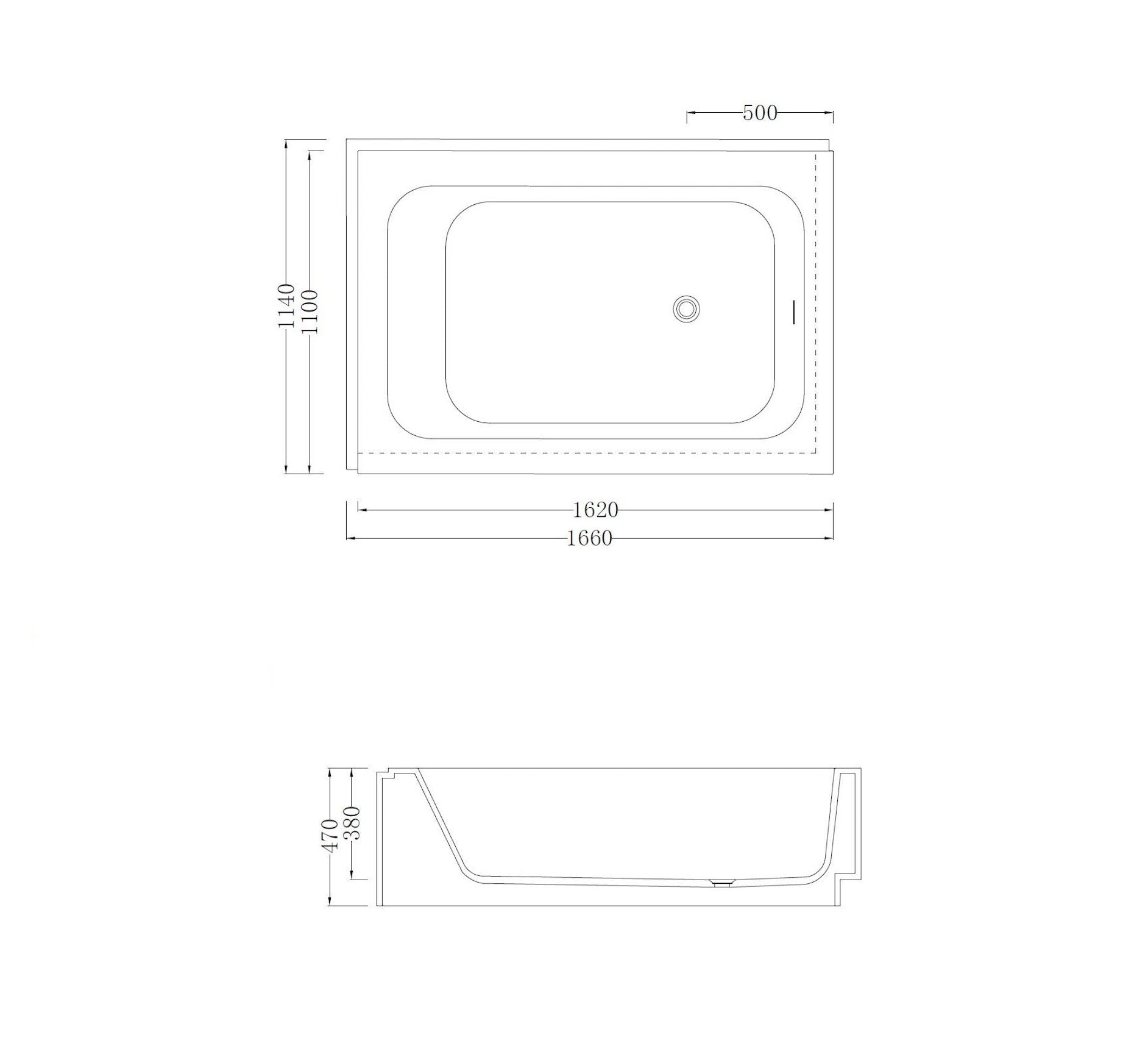 GALLARIA ZARO BACK TO WALL STONE BATHTUB BLACK (AVAILABLE IN 1660MM AND 2100MM)