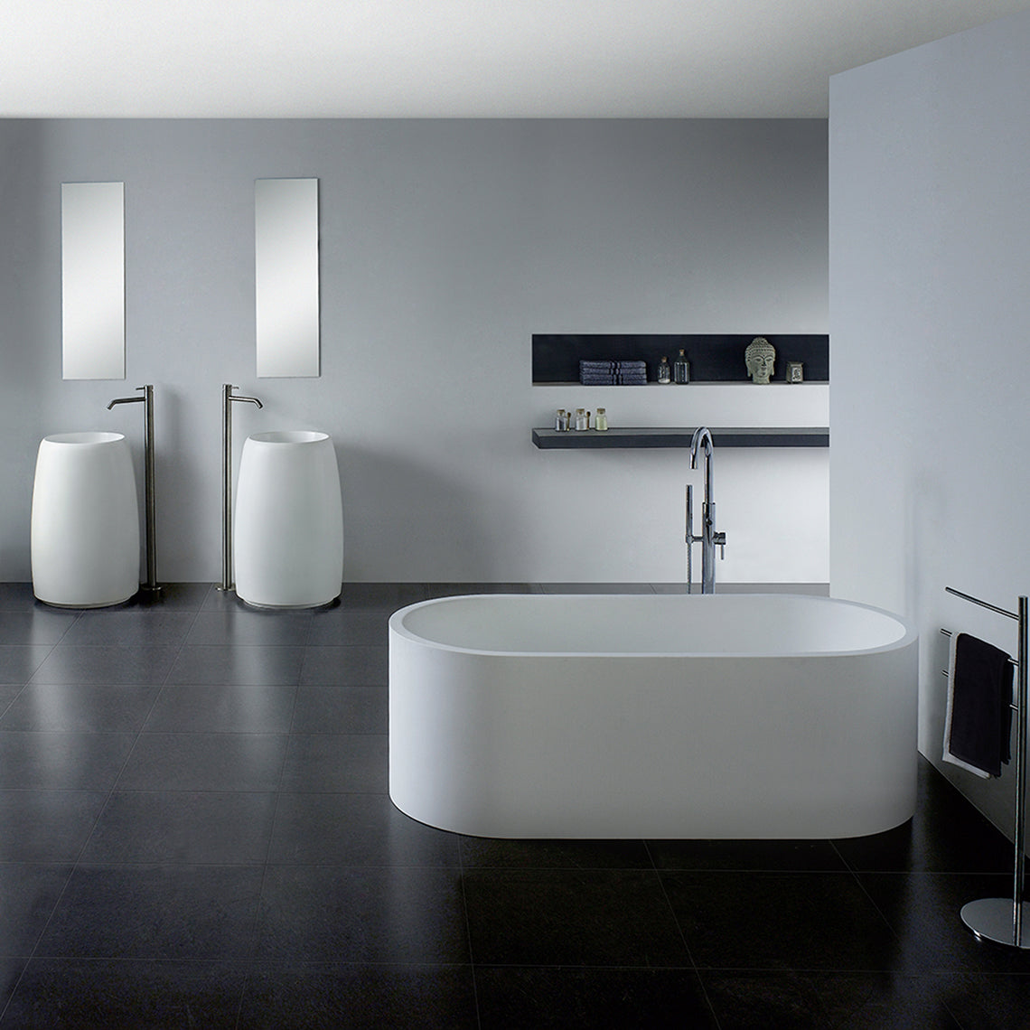 GALLARIA TERAMO FREESTANDING STONE BATHTUB WHITE 1800MM