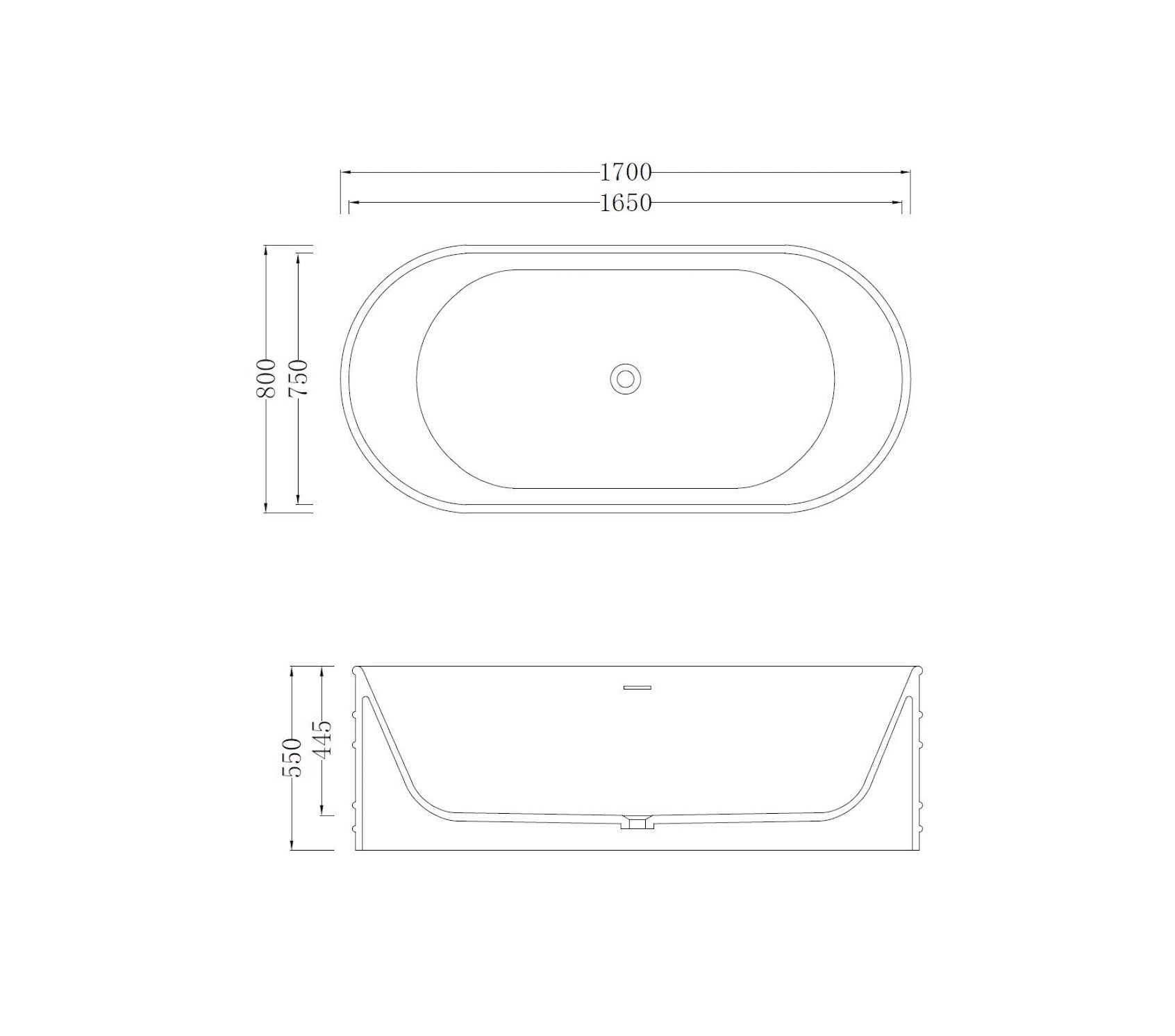 GALLARIA ADUA FREESTANDING STONE BATHTUB WHITE 1700MM