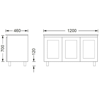 BTH SHAKER PROFILE MATTE WHITE 1200MM SINGLE BOWL FLOOR STANDING VANITY