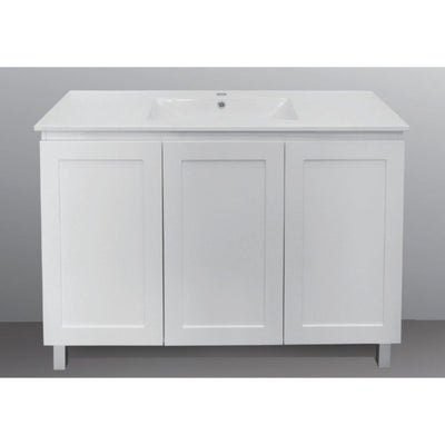 BTH SHAKER PROFILE MATTE WHITE 1200MM SINGLE BOWL FLOOR STANDING VANITY