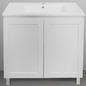 BTH SHAKER PROFILE MATTE WHITE 600MM SINGLE BOWL FLOOR STANDING VANITY