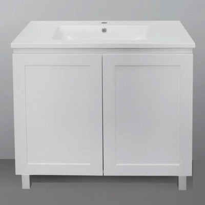 BTH SHAKER PROFILE MATTE WHITE 900MM SINGLE BOWL FLOOR STANDING VANITY