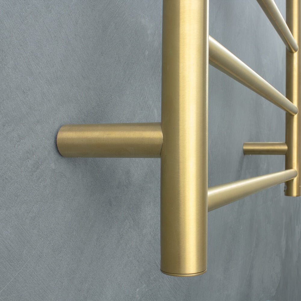 RADIANT HEATING 7-BARS ROUND HEATED TOWEL RAIL BRUSHED GOLD 600MM