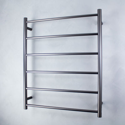 RADIANT HEATING 6-BARS ROUND NON-HEATED TOWEL RAIL GUN METAL GREY 700MM
