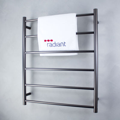 RADIANT HEATING 6-BARS ROUND NON-HEATED TOWEL RAIL GUN METAL GREY 700MM
