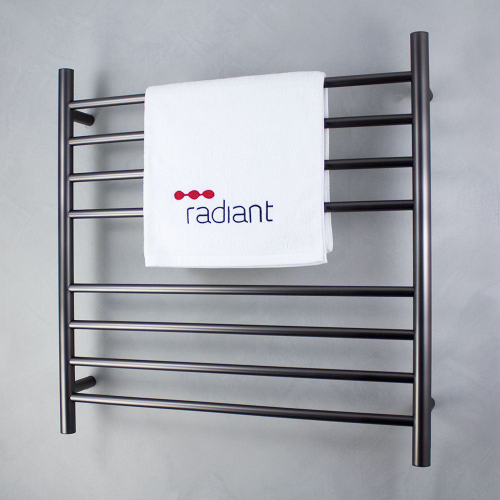 RADIANT HEATING 8-BARS ROUND HEATED TOWEL RAIL GUN METAL GREY 750MM