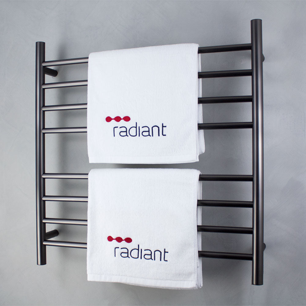 RADIANT HEATING 8-BARS ROUND HEATED TOWEL RAIL GUN METAL GREY 750MM