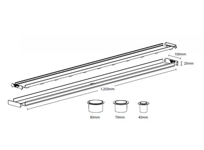 GRATES2GO UPVC TILE INSERT MODULAR KIT GREY 100MM