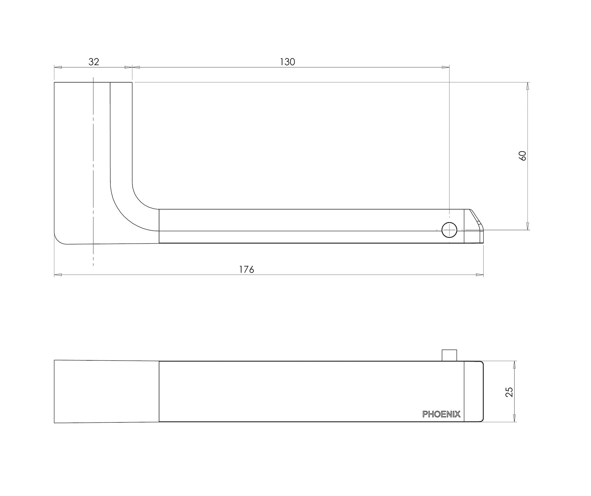 PHOENIX GLOSS TOILET ROLL HOLDER MATTE BLACK 176MM