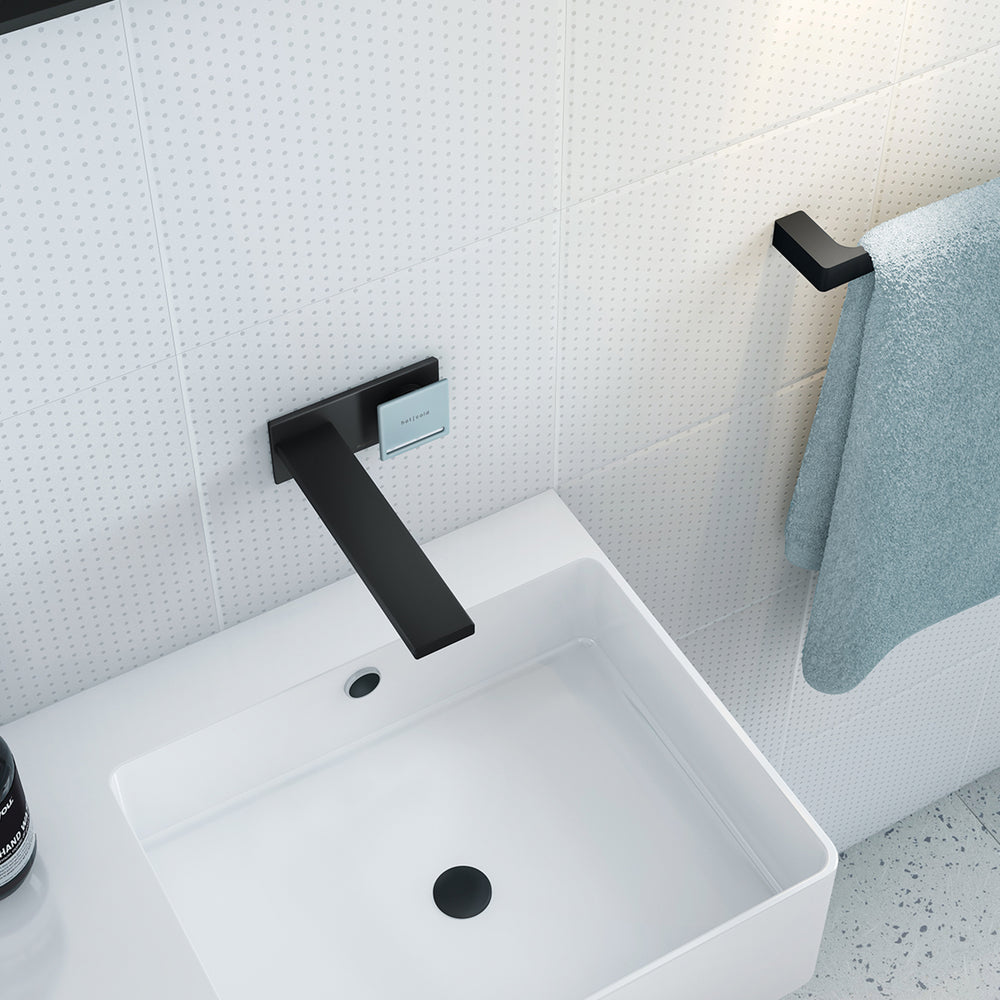 PHOENIX GLOSS NON-HEATED HAND TOWEL RAIL MATTE BLACK 350MM