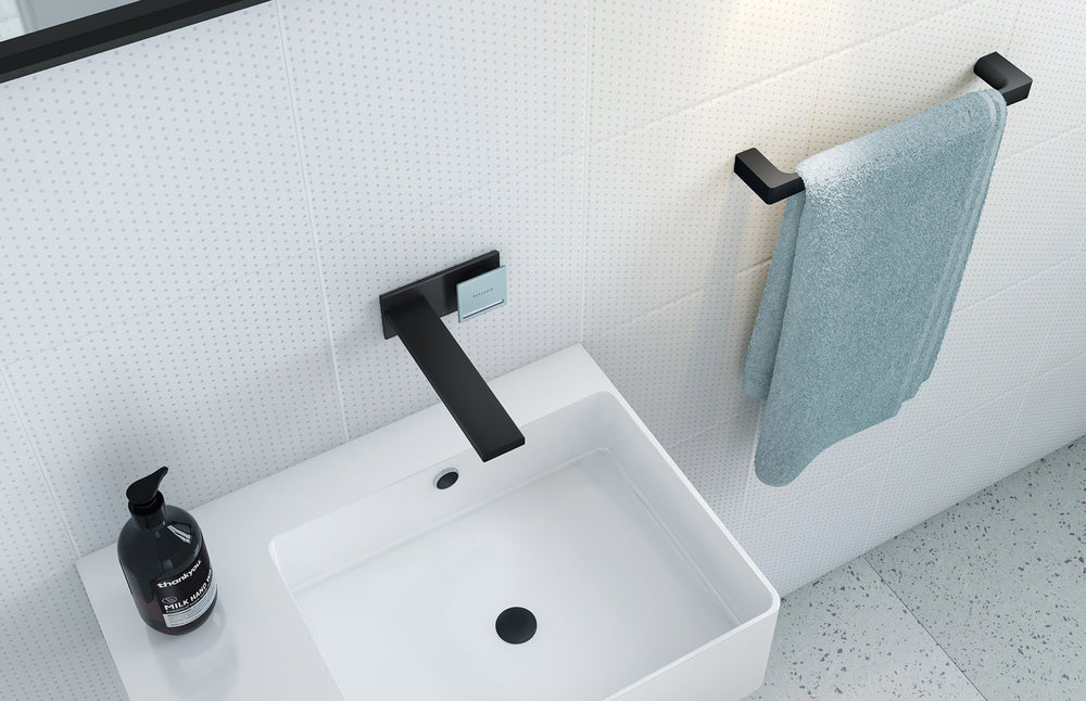 PHOENIX GLOSS NON-HEATED HAND TOWEL RAIL MATTE BLACK 350MM