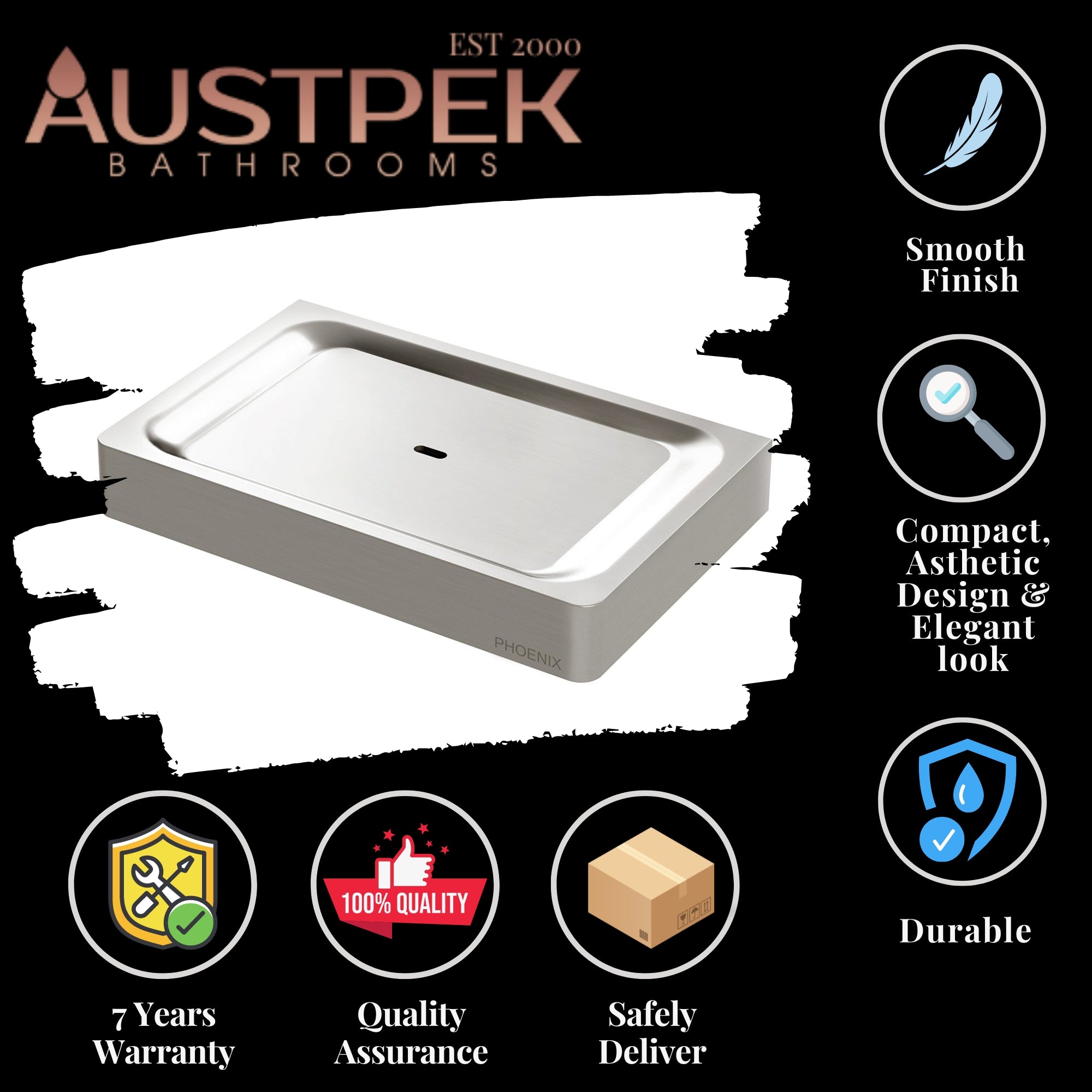 PHOENIX GLOSS SOAP DISH BRUSHED NICKEL 124MM