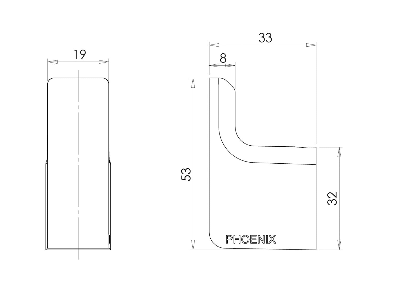 PHOENIX GLOSS ROBE HOOK CHROME 53MM