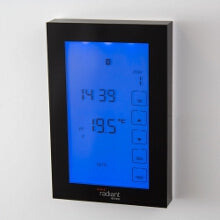 RADIANT HEATING GLASS FRONTED VERTICAL DUAL PURPOSE THERMOSTAT & TIMER SWITCH BLACK 120MM