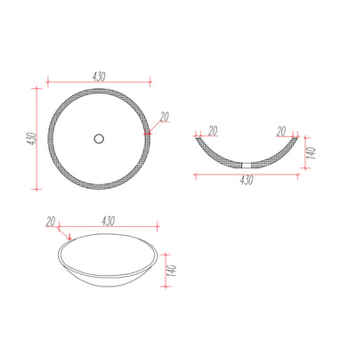 GALLARIA CETTI ROUND ABOVE COUNTER STONE BASIN ULTRA WHITE TRAVERTINE 430MM