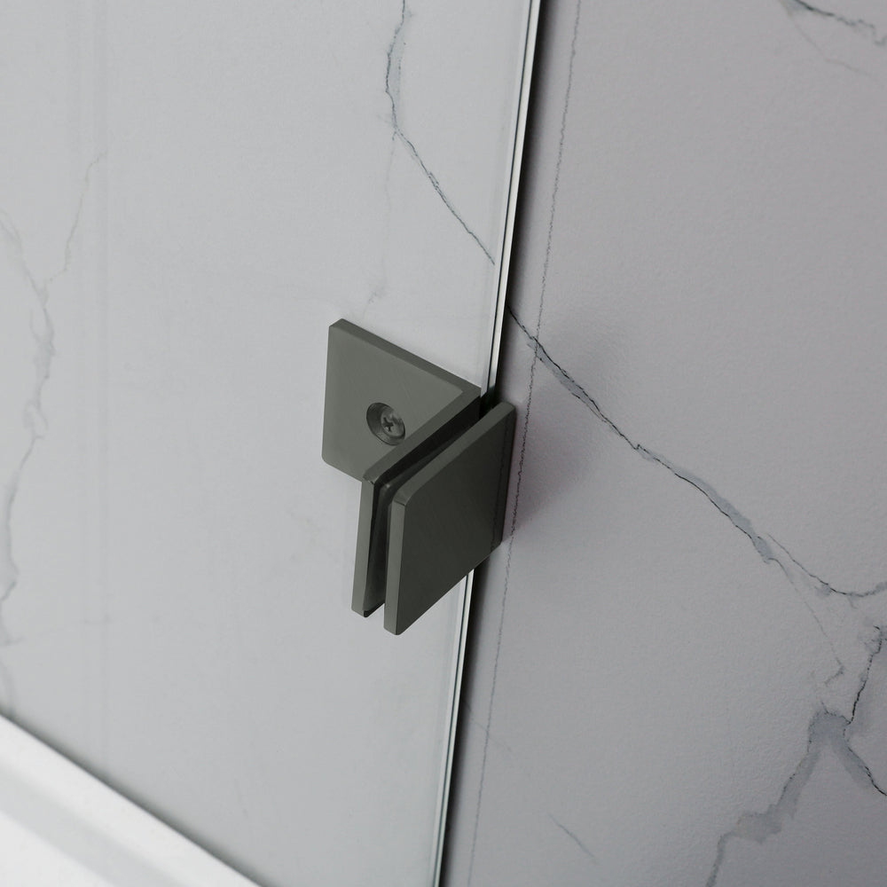 COVEY FIXED AND SWING PANEL DOUBLE HINGED BATH SCREEN GUN METAL GREY