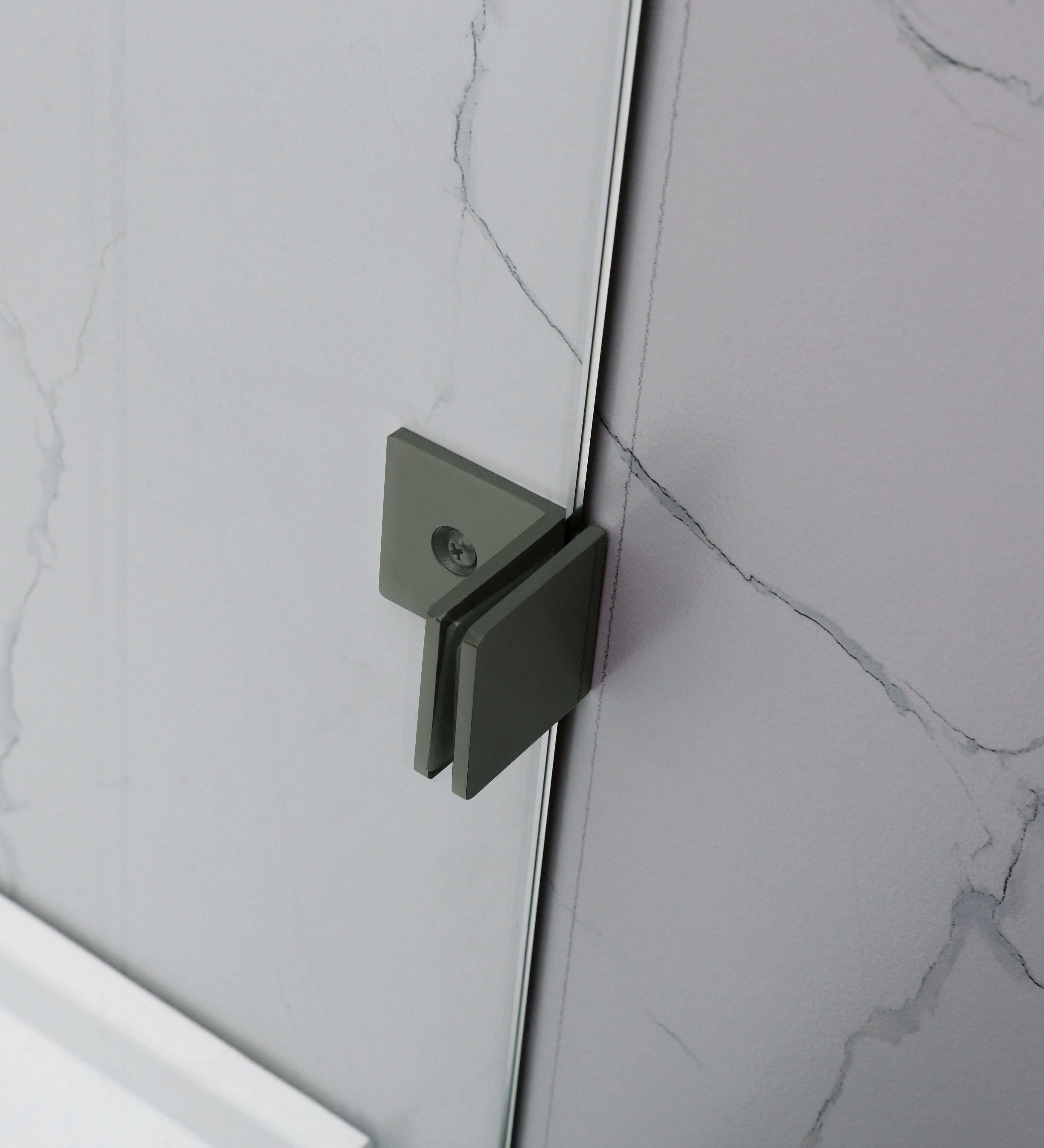 COVEY FIXED AND SWING PANEL OVER BATHTUB GLASS GUN METAL GREY
