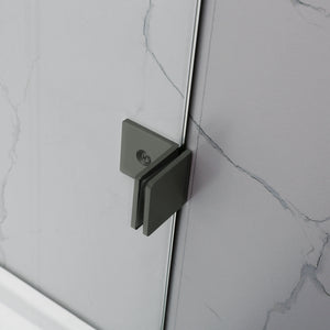 COVEY FIXED AND SWING PANEL DOUBLE HINGED BATH SCREEN GUN METAL GREY
