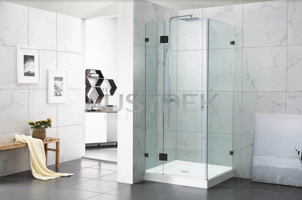 COVEY WALL TO WALL FRAMELESS PIVOTAL HINGE DOOR SHOWER SCREEN GUN METAL GREY