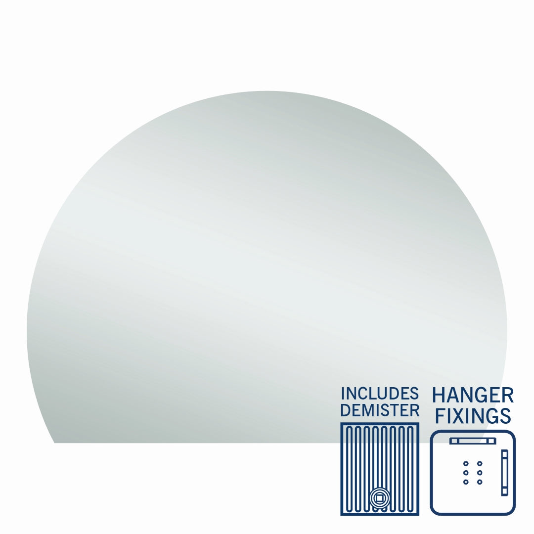 THERMOGROUP ABLAZE FRAMELESS D-SHAPE NON LED MIRROR WITH DEMISTER 1500X1100MM