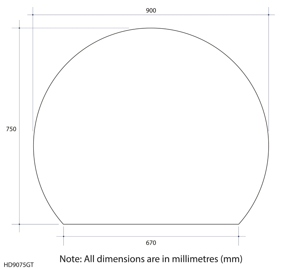 THERMOGROUP ABLAZE STANDARD D-SHAPE POLISHED EDGE GLUE MIRROR 900MM