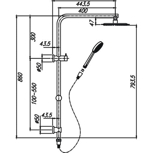 HELLYCAR CHRIS SHOWER SYSTEM WITH RAIL CHROME