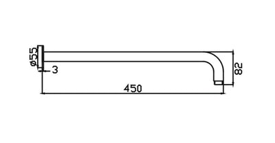 HELLYCAR CHRIS WALL SHOWER ARM 450MM BRUSHED NICKEL