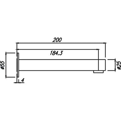 HELLYCAR IDEAL BATH OUTLET 200MM BRUSHED NICKEL