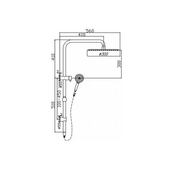 HELLYCAR IDEAL SHOWER SYSTEM WITH RAIL CHROME