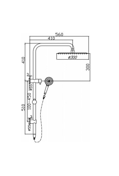 HELLYCAR IDEAL SHOWER SYSTEM WITH RAIL ROSE GOLD