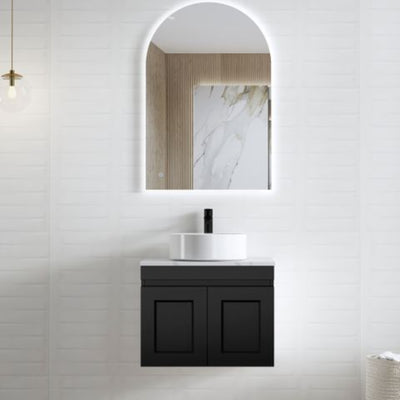 OTTI HAMPTON MARK II MATTE BLACK 600MM SINGLE BOWL WALL HUNG VANITY
