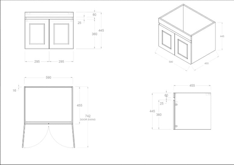 OTTI HAMPTON MARK II MATTE BLACK 600MM WALL HUNG VANITY