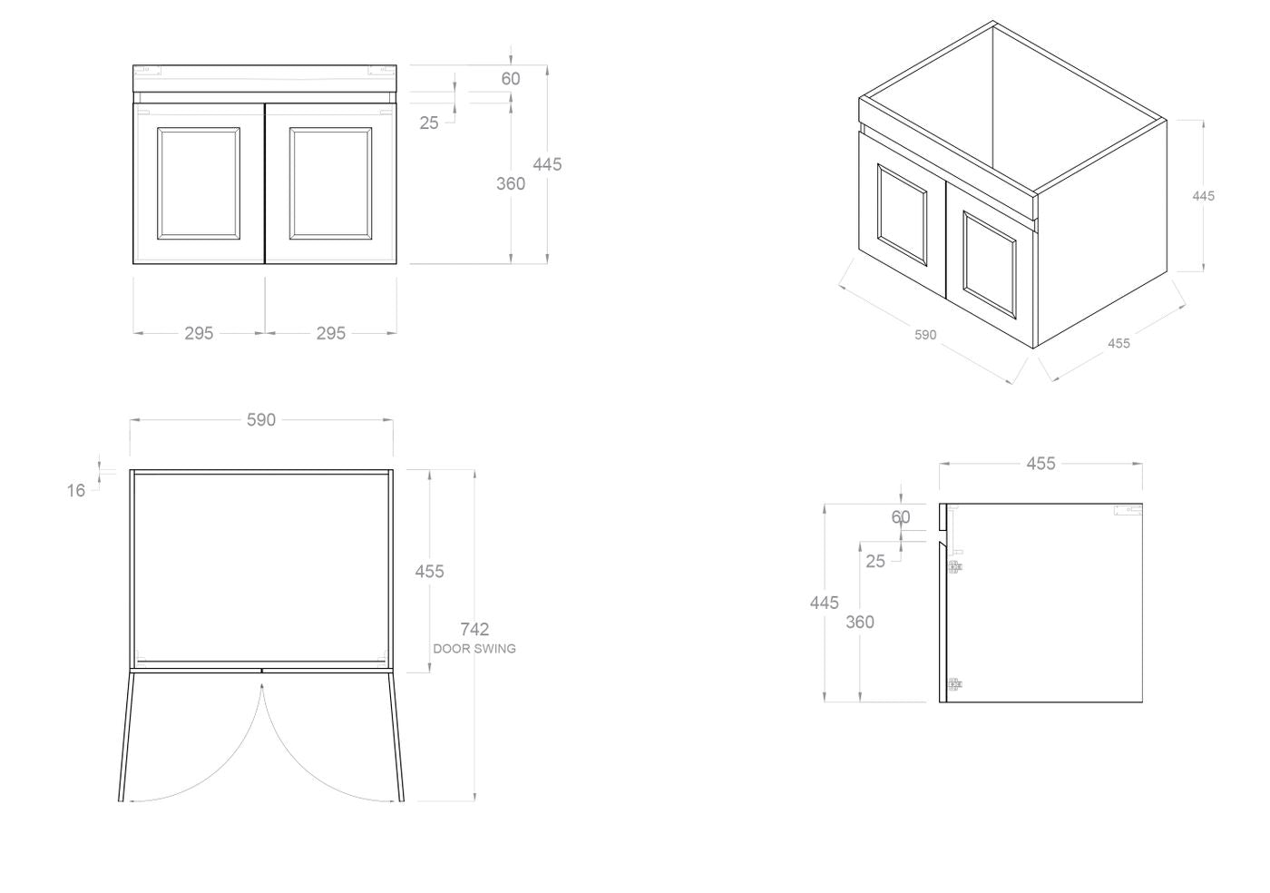 OTTI HAMPTON MARK II MATTE WHITE 600MM SINGLE BOWL WALL HUNG VANITY