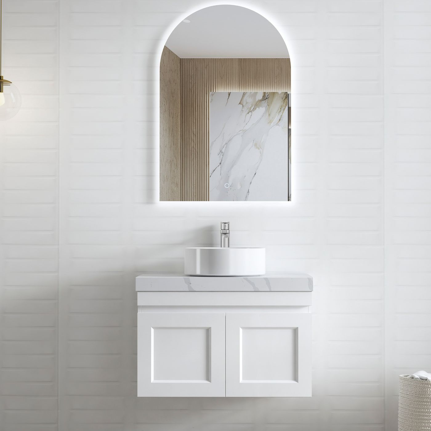 OTTI HAMPTON MARK II MATTE WHITE 750MM SINGLE BOWL WALL HUNG VANITY