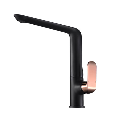 IKON KARA LEAD FREE SINK MIXER 314MM MATTE BLACK AND ROSE GOLD