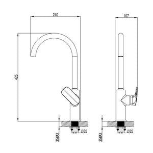 IKON KARA SINK MIXER 425MM CHROME